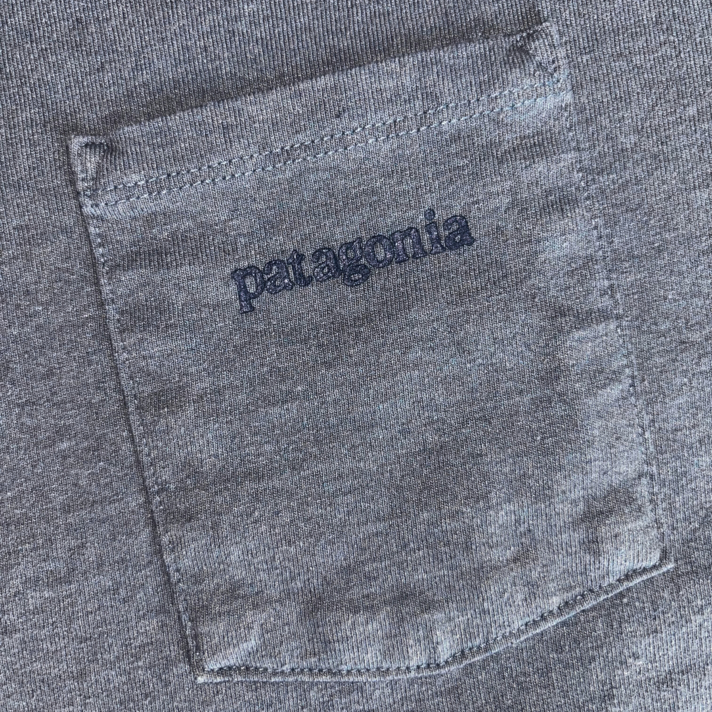 Patagonia Gray T-Shirt – Front Pocket, Mountain Graphic (Size L)