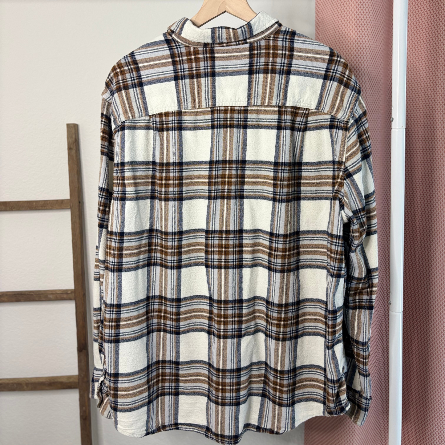 George Cream, Navy & Yellow Plaid Flannel Button-Up Shirt (Size 3X)