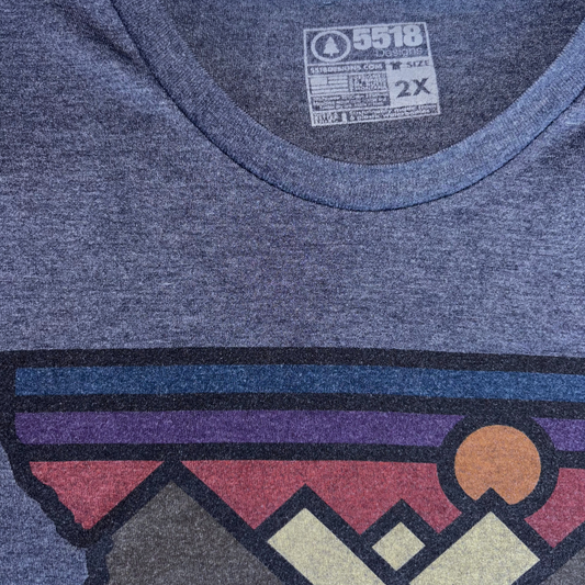 Montana Graphic T-Shirt – Retro Mountain Sunset Tee (Size 2X)