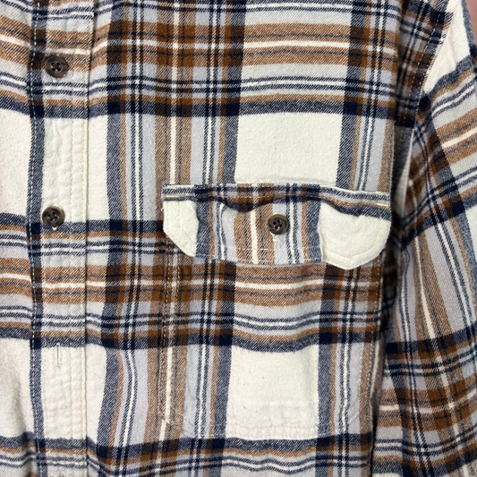 George Cream, Navy & Yellow Plaid Flannel Button-Up Shirt (Size 3X)